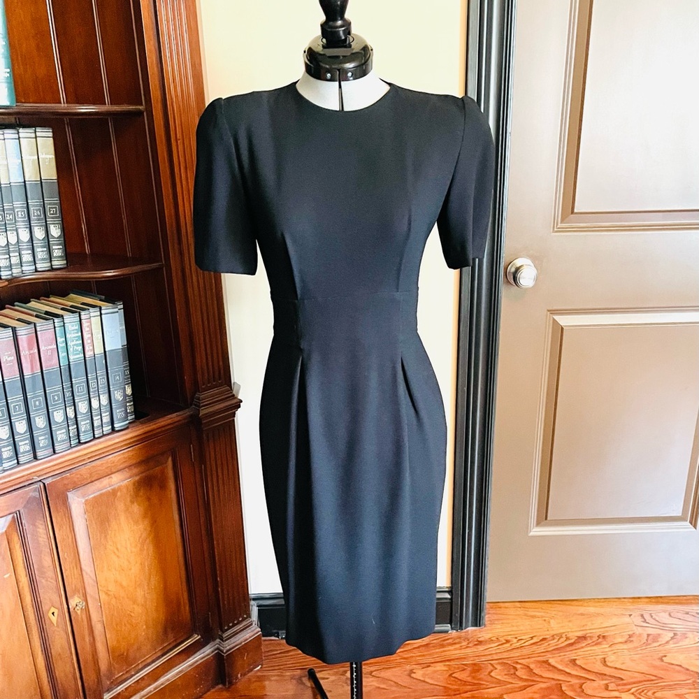 EUC Liz Claiborne Midnight Blue Knee Length Puff Sleeve Dress - Picture 1 of 5